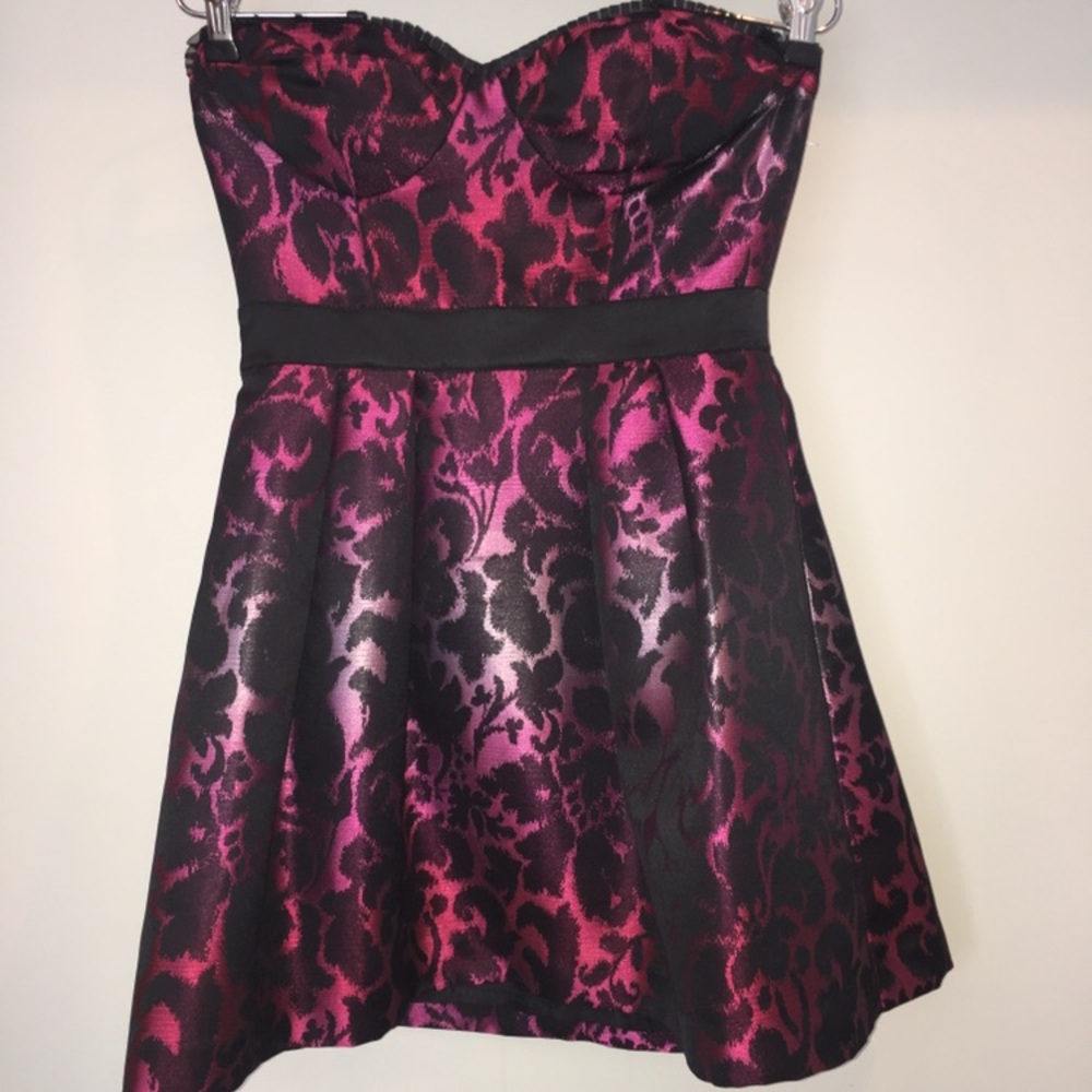 XXI strapless pink and black cocktail party dress
